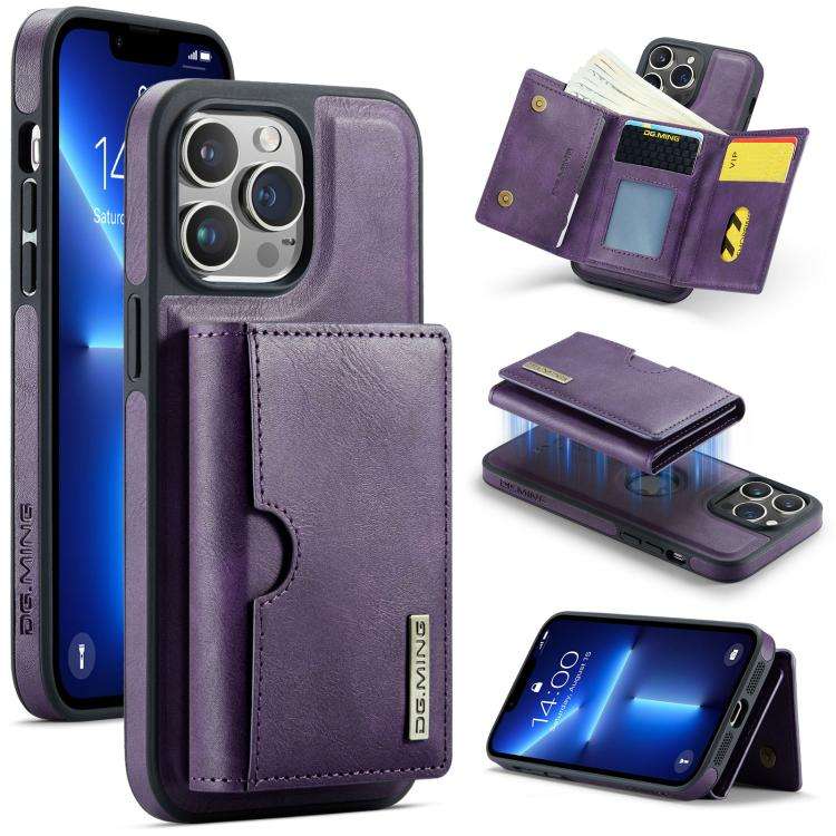 DG.MING M6 Series RFID Tri-fold Card Bag Removable Leather Phone Case, For iPhone 15 Pro Max, For...