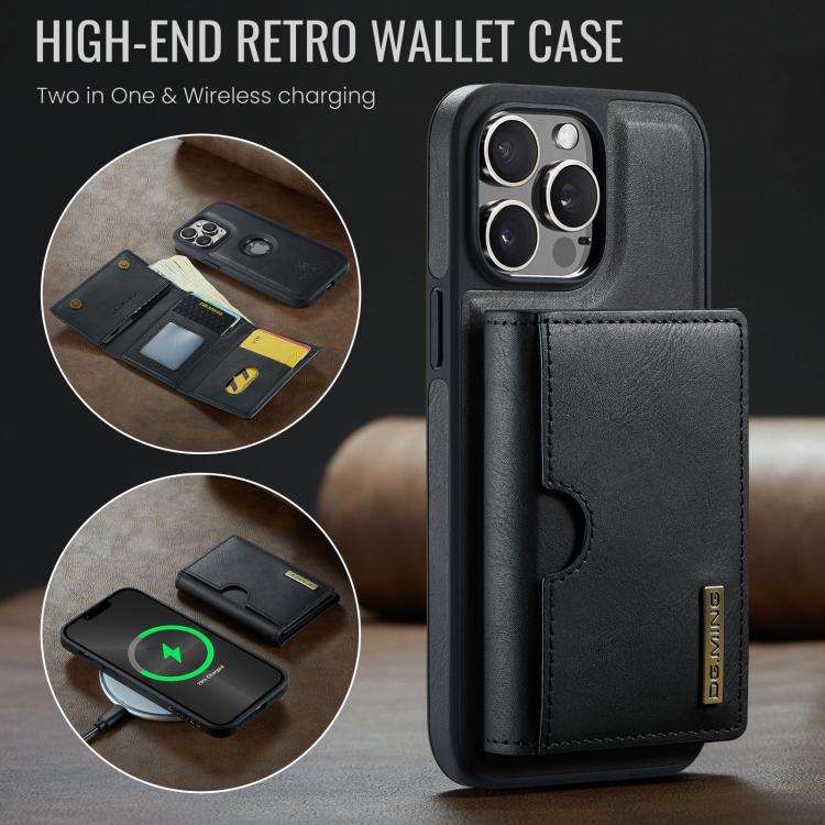 DG.MING M6 Series RFID Tri-fold Card Bag Removable Leather Phone Case, For iPhone 13 Pro, For iPh...