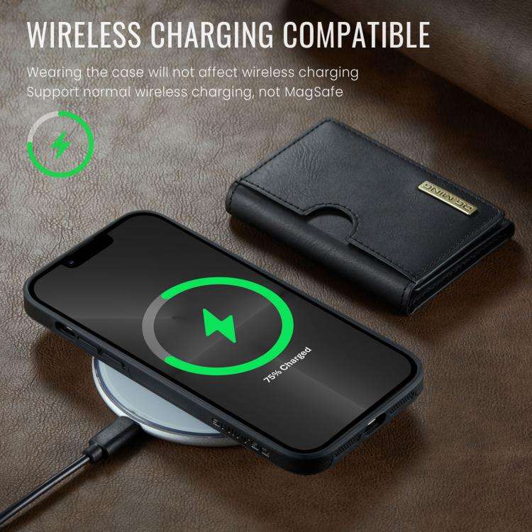 DG.MING M6 Series RFID Tri-fold Card Bag Removable Leather Phone Case, For iPhone 13 Pro, For iPh...