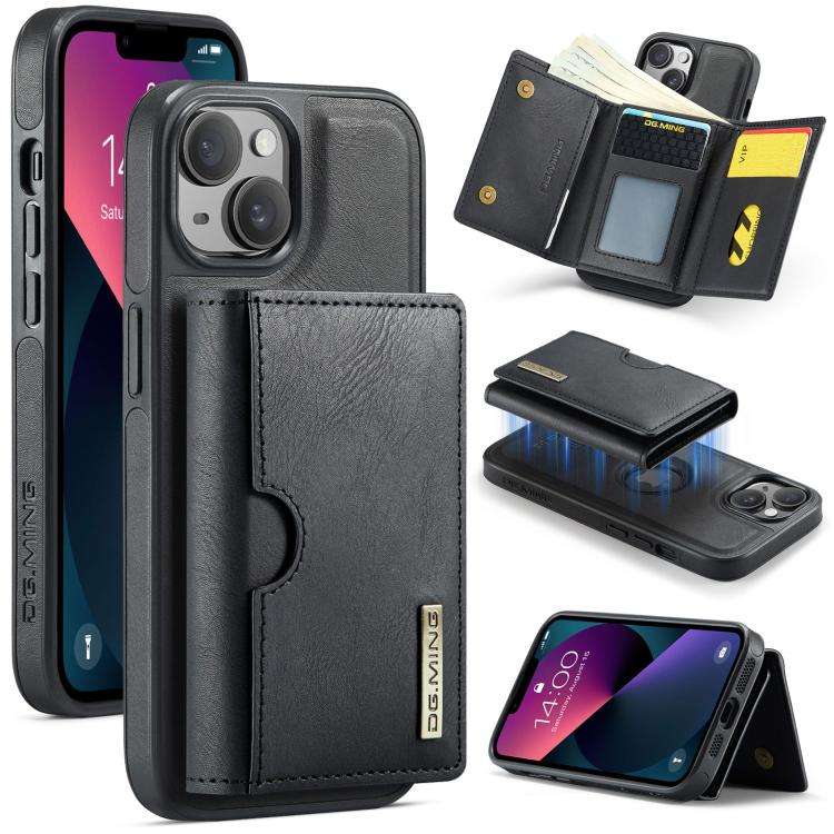 DG.MING M6 Series RFID Tri-fold Card Bag Removable Leather Phone Case, For iPhone 13 Pro, For iPh...