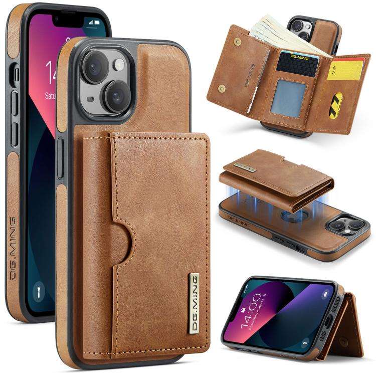 DG.MING M6 Series RFID Tri-fold Card Bag Removable Leather Phone Case, For iPhone 13 Pro, For iPh...