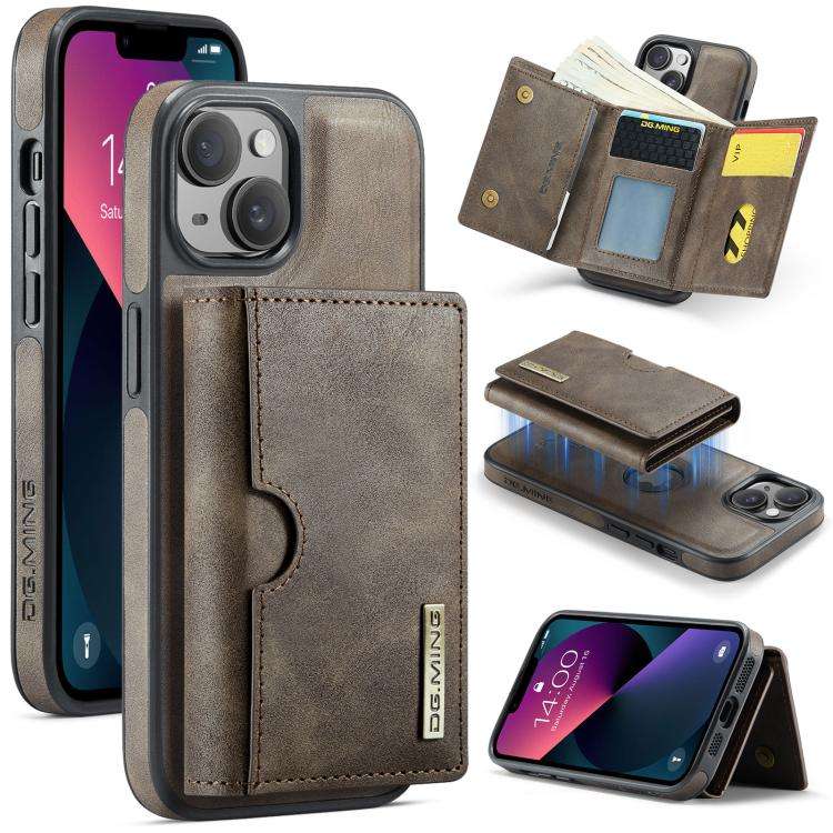 DG.MING M6 Series RFID Tri-fold Card Bag Removable Leather Phone Case, For iPhone 13 Pro, For iPh...