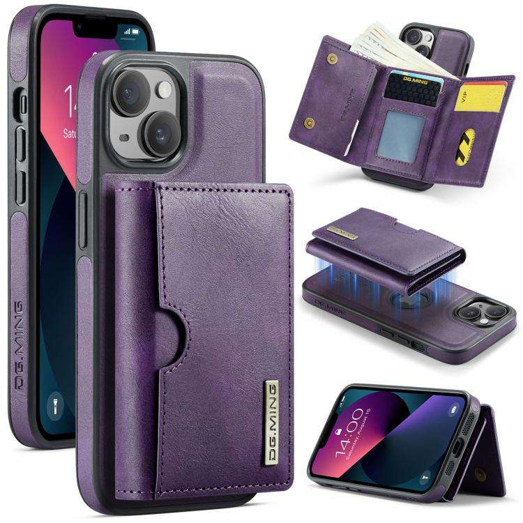 DG.MING M6 Series RFID Tri-fold Card Bag Removable Leather Phone Case, For iPhone 13 Pro, For iPh...