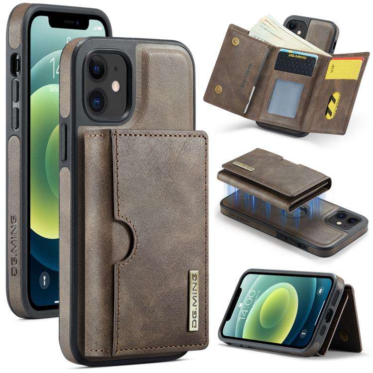 DG.MING M6 Series RFID Tri-fold Card Bag Removable Leather Phone Case, For iPhone 13 Pro, For iPh...