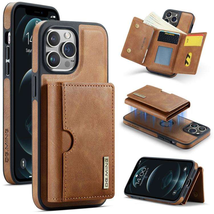 DG.MING M6 Series RFID Tri-fold Card Bag Removable Leather Phone Case, For iPhone 13 Pro, For iPh...