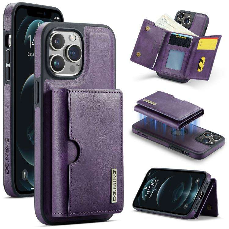 DG.MING M6 Series RFID Tri-fold Card Bag Removable Leather Phone Case, For iPhone 13 Pro, For iPh...