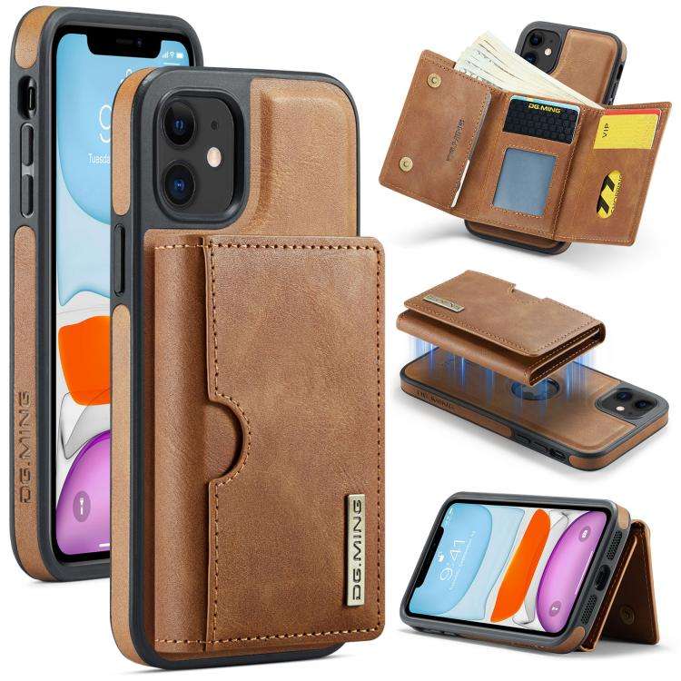DG.MING M6 Series RFID Tri-fold Card Bag Removable Leather Phone Case, For iPhone 13 Pro, For iPh...