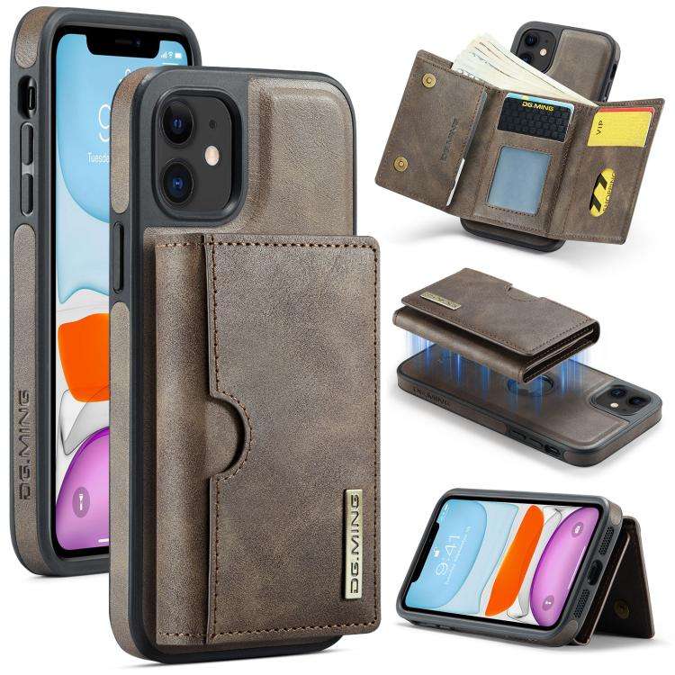 DG.MING M6 Series RFID Tri-fold Card Bag Removable Leather Phone Case, For iPhone 13 Pro, For iPh...