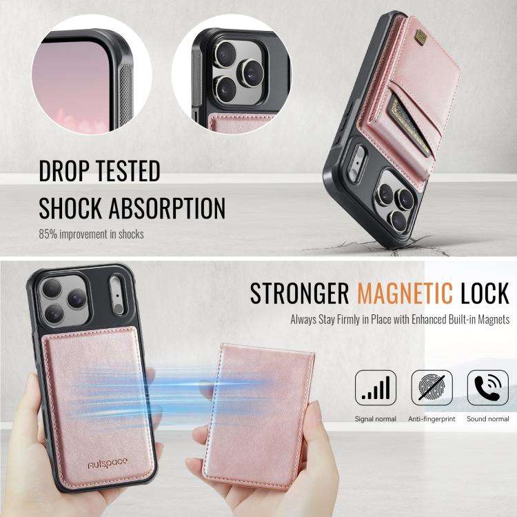 AutSpace A12 MagSafe Magnetic RFID Card Bag Phone Case, For iPhone 17 Pro Max, For iPhone 17 Pro,...
