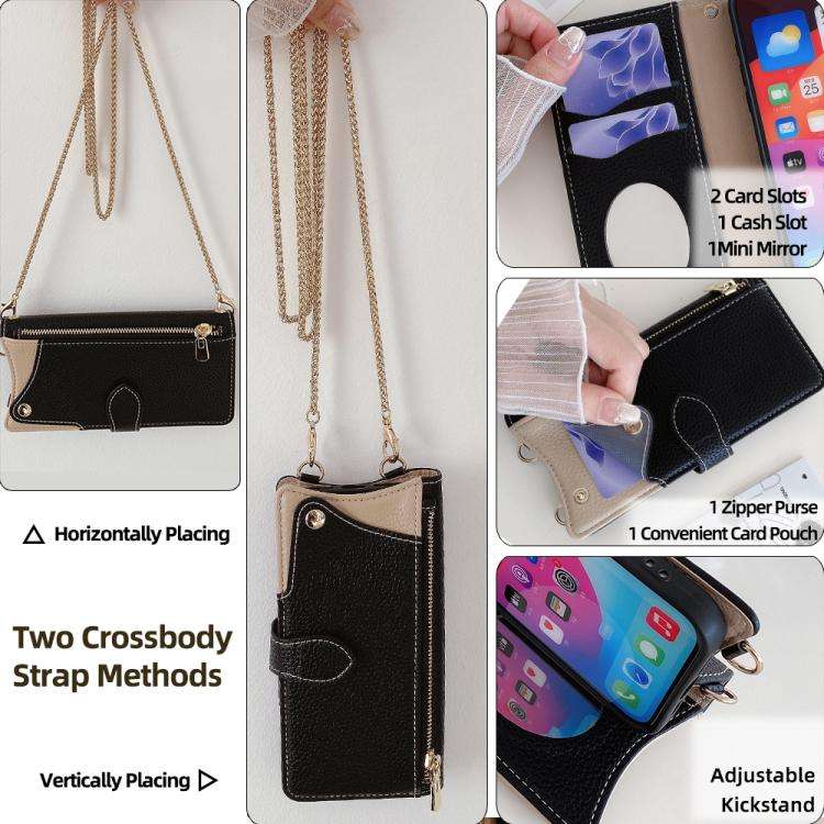 Crossbody Chain Fishtail Litchi Leather Phone Case, For iPhone 14 Pro Max, For iPhone 13 Pro Max,...
