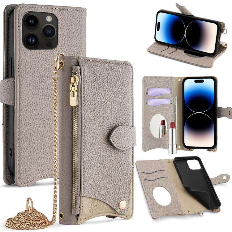 Crossbody Chain Fishtail Litchi Leather Phone Case, For iPhone 14 Pro Max, For iPhone 13 Pro Max,...