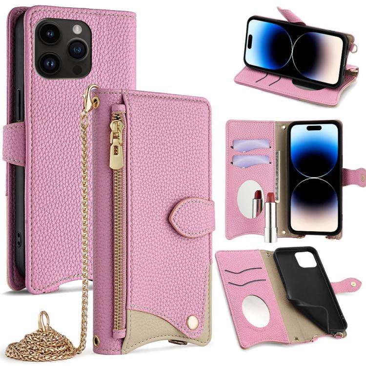 Crossbody Chain Fishtail Litchi Leather Phone Case, For iPhone 14 Pro Max, For iPhone 13 Pro Max,...