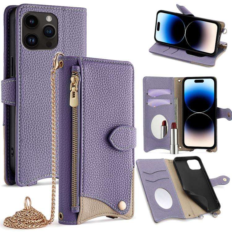 Crossbody Chain Fishtail Litchi Leather Phone Case, For iPhone 14 Pro Max, For iPhone 13 Pro Max,...