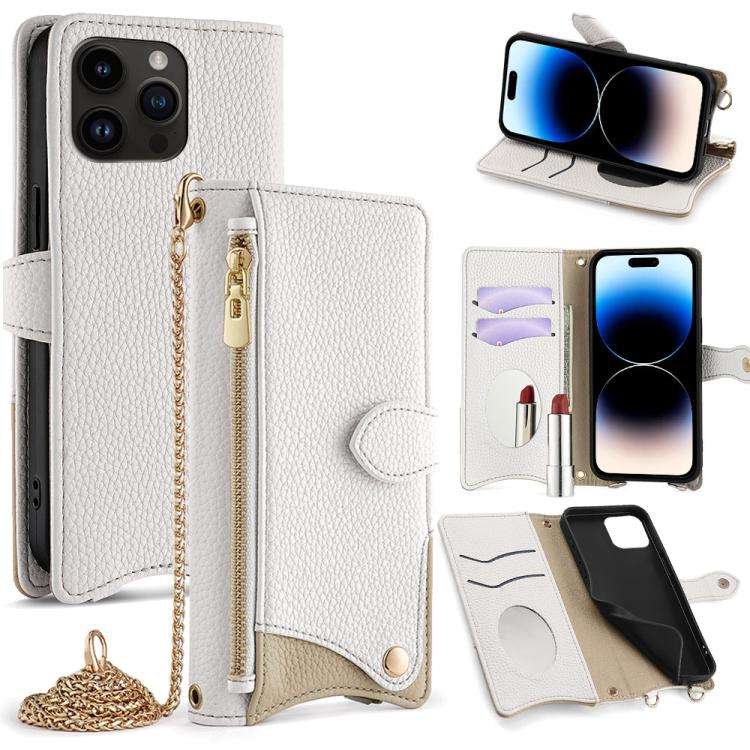 Crossbody Chain Fishtail Litchi Leather Phone Case, For iPhone 14 Pro Max, For iPhone 13 Pro Max,...