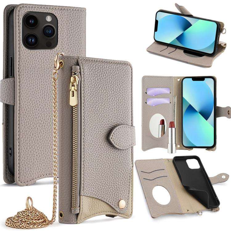 Crossbody Chain Fishtail Litchi Leather Phone Case, For iPhone 14 Pro Max, For iPhone 13 Pro Max,...