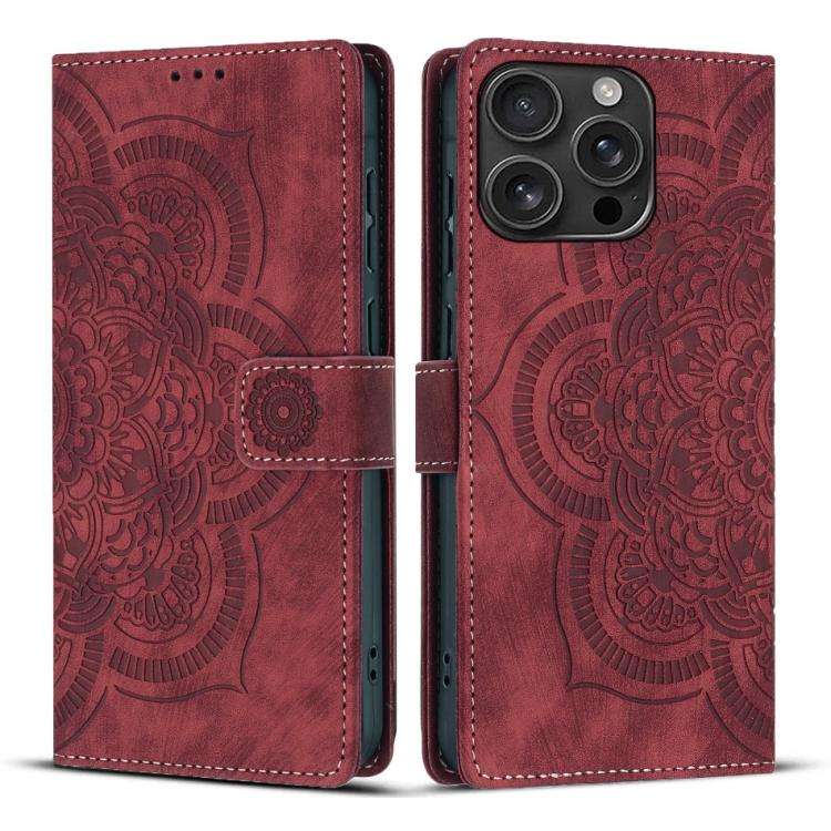 Mandala Embossed Retro Frosted Leather Phone Case, For iPhone 18 Pro / 17 Pro, For iPhone 18 Pro ...
