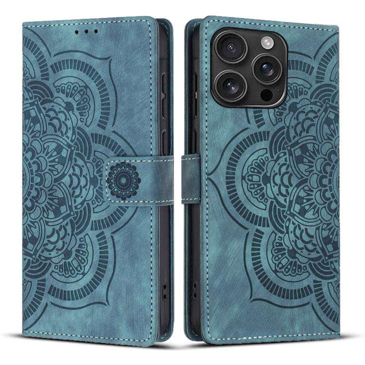Mandala Embossed Retro Frosted Leather Phone Case, For iPhone 18 Pro / 17 Pro, For iPhone 18 Pro ...