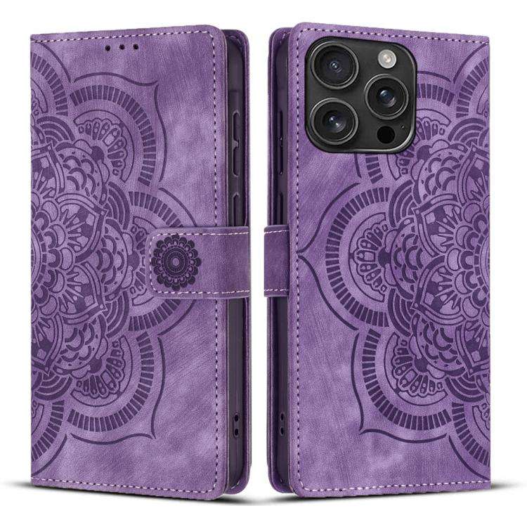 Mandala Embossed Retro Frosted Leather Phone Case, For iPhone 18 Pro / 17 Pro, For iPhone 18 Pro ...