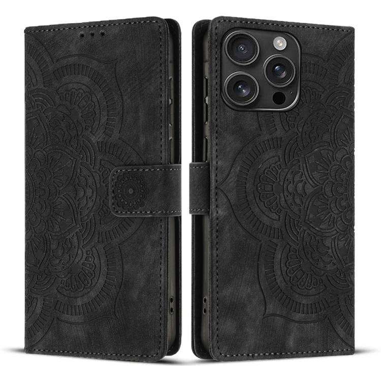 Mandala Embossed Retro Frosted Leather Phone Case, For iPhone 18 Pro / 17 Pro, For iPhone 18 Pro ...