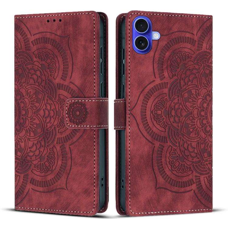 Mandala Embossed Retro Frosted Leather Phone Case, For iPhone 18 Pro / 17 Pro, For iPhone 18 Pro ...