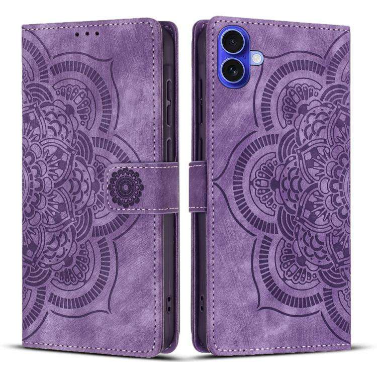 Mandala Embossed Retro Frosted Leather Phone Case, For iPhone 18 Pro / 17 Pro, For iPhone 18 Pro ...
