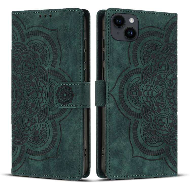 Mandala Embossed Retro Frosted Leather Phone Case, For iPhone 15 Pro Max, For iPhone 15 Pro, For ...