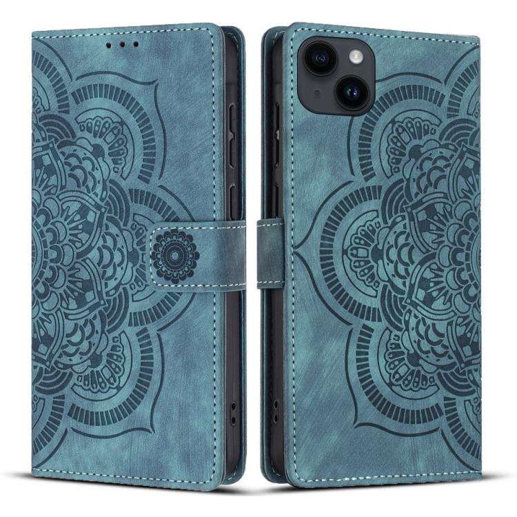 Mandala Embossed Retro Frosted Leather Phone Case, For iPhone 15 Pro Max, For iPhone 15 Pro, For ...