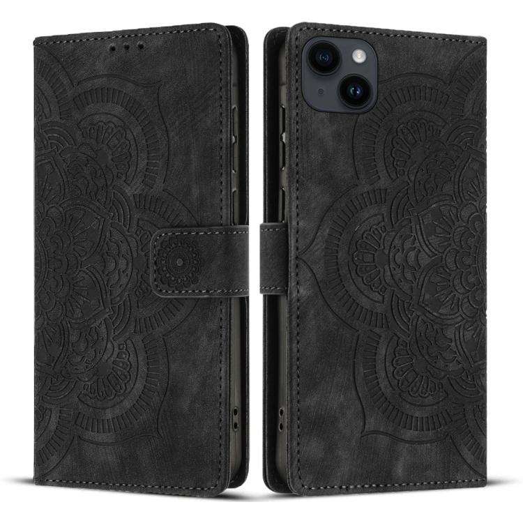 Mandala Embossed Retro Frosted Leather Phone Case, For iPhone 15 Pro Max, For iPhone 15 Pro, For ...