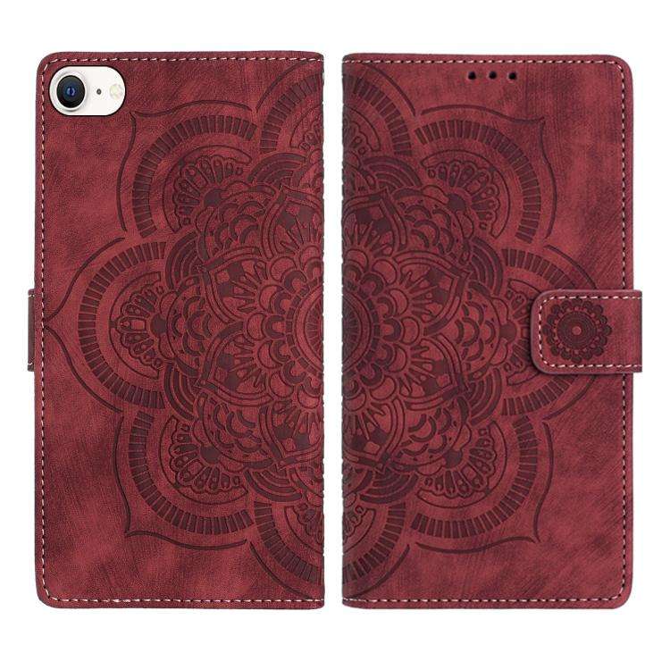 Mandala Embossed Retro Frosted Leather Phone Case, For iPhone 15 Pro Max, For iPhone 15 Pro, For ...