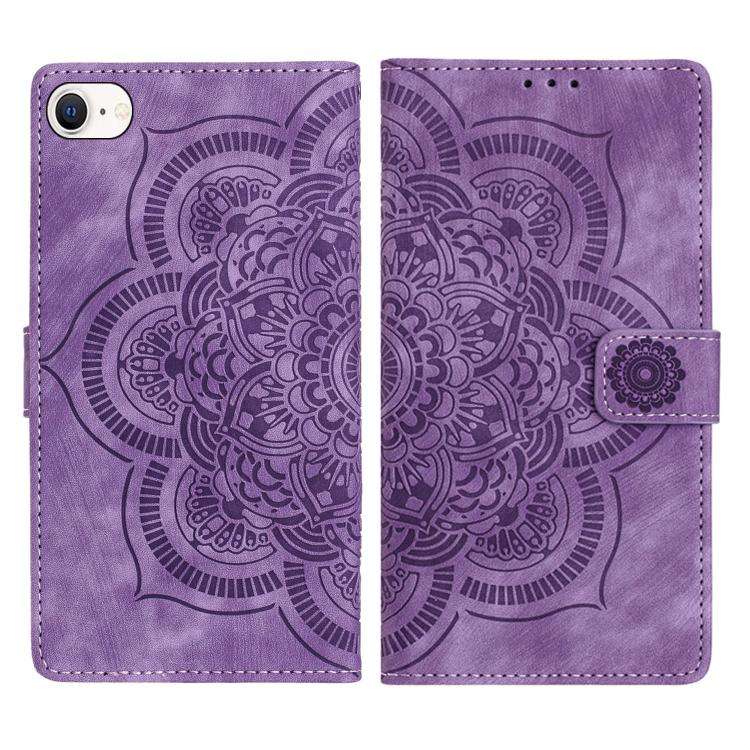 Mandala Embossed Retro Frosted Leather Phone Case, For iPhone 15 Pro Max, For iPhone 15 Pro, For ...