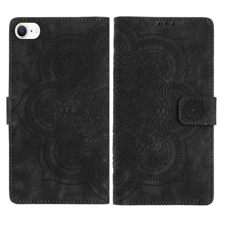 Mandala Embossed Retro Frosted Leather Phone Case, For iPhone 15 Pro Max, For iPhone 15 Pro, For ...