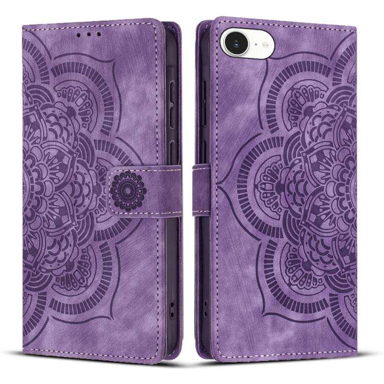 Mandala Embossed Retro Frosted Leather Phone Case, For iPhone 18 Pro / 17 Pro, For iPhone 18 Pro ...