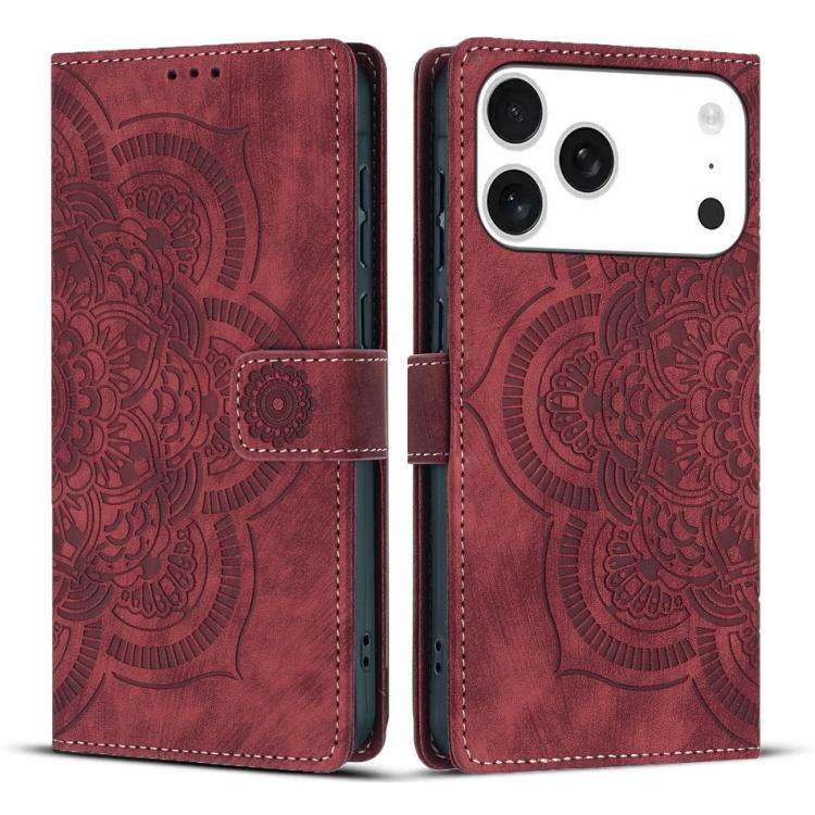 Mandala Embossed Retro Frosted Leather Phone Case, For iPhone 18 Pro / 17 Pro, For iPhone 18 Pro ...