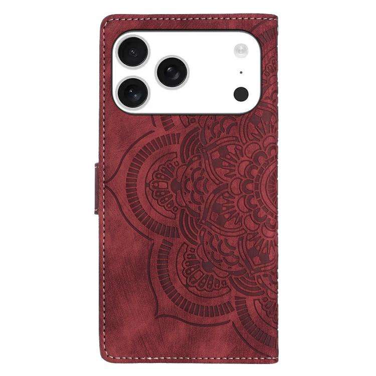 Mandala Embossed Retro Frosted Leather Phone Case, For iPhone 18 Pro / 17 Pro, For iPhone 18 Pro ...