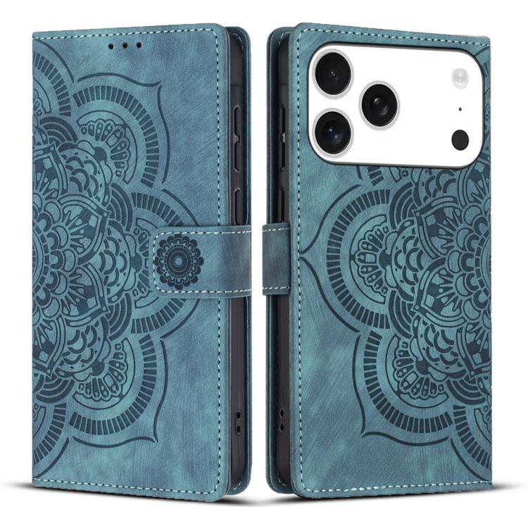 Mandala Embossed Retro Frosted Leather Phone Case, For iPhone 18 Pro / 17 Pro, For iPhone 18 Pro ...