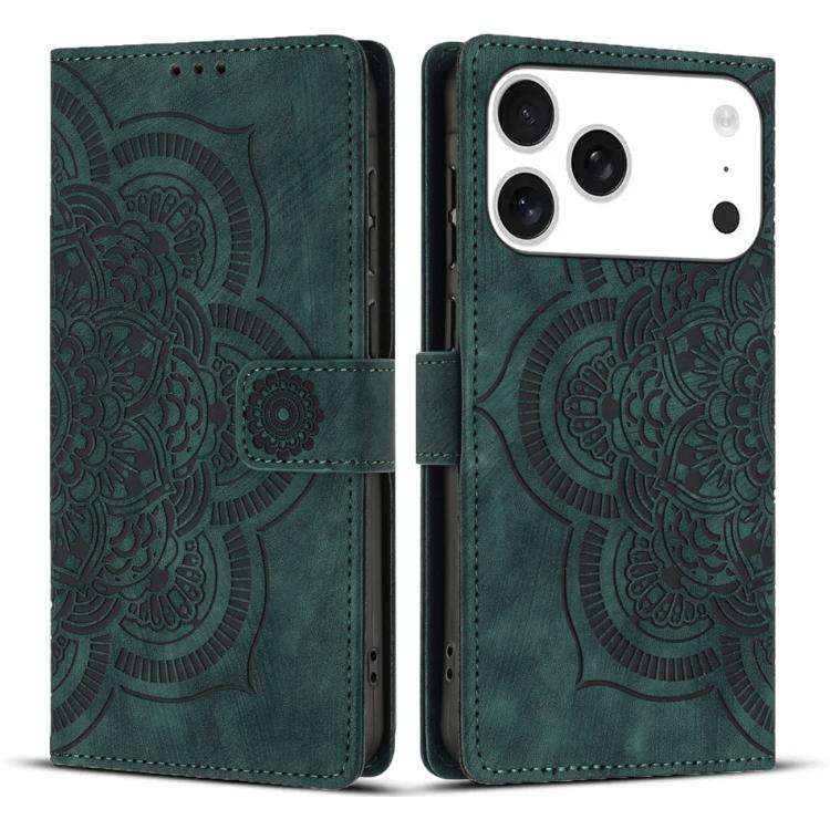Mandala Embossed Retro Frosted Leather Phone Case, For iPhone 18 Pro / 17 Pro, For iPhone 18 Pro ...