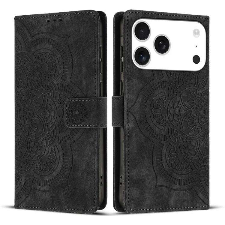 Mandala Embossed Retro Frosted Leather Phone Case, For iPhone 18 Pro / 17 Pro, For iPhone 18 Pro ...
