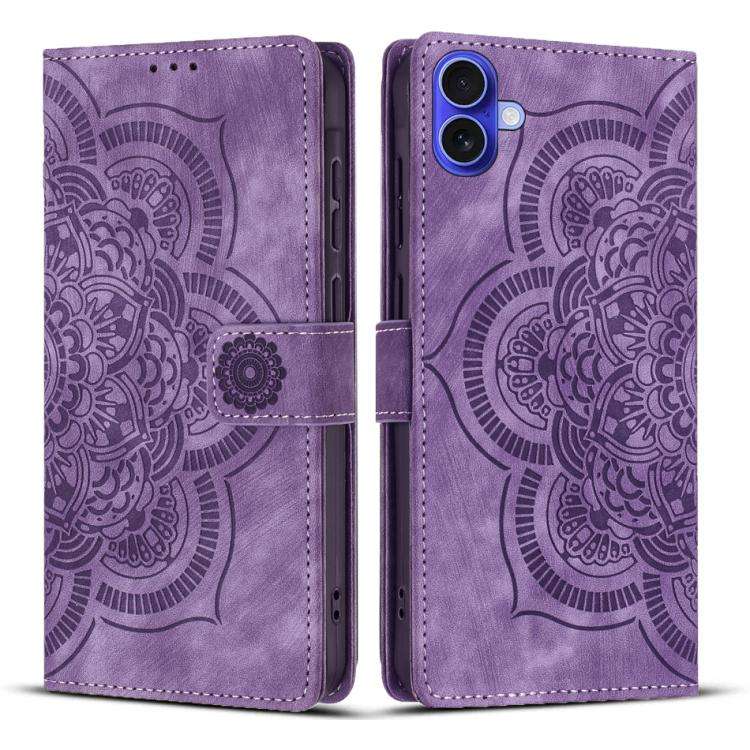 Mandala Embossed Retro Frosted Leather Phone Case, For iPhone 18 Pro / 17 Pro, For iPhone 18 Pro ...