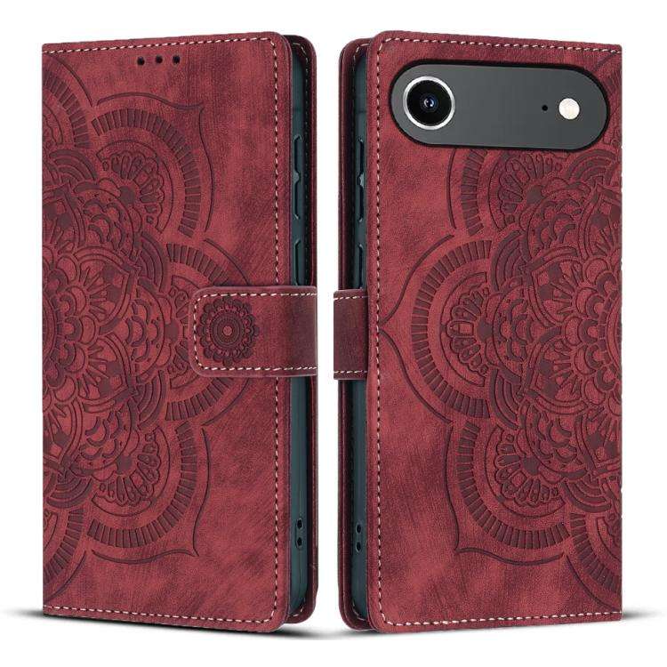 Mandala Embossed Retro Frosted Leather Phone Case, For iPhone 18 Pro / 17 Pro, For iPhone 18 Pro ...