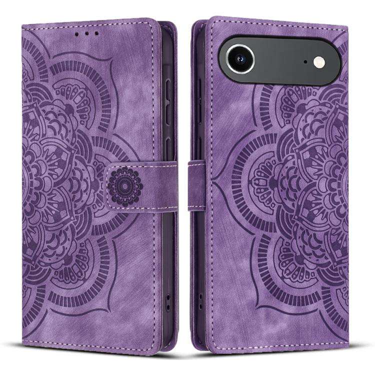 Mandala Embossed Retro Frosted Leather Phone Case, For iPhone 18 Pro / 17 Pro, For iPhone 18 Pro ...