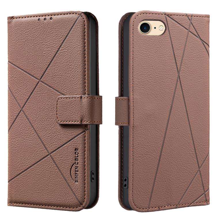 Geometric Pattern RFID Leather Phone Case, For iPhone 6 / 7 / 8 / SE, For iPhone 13 Pro Max, For ...