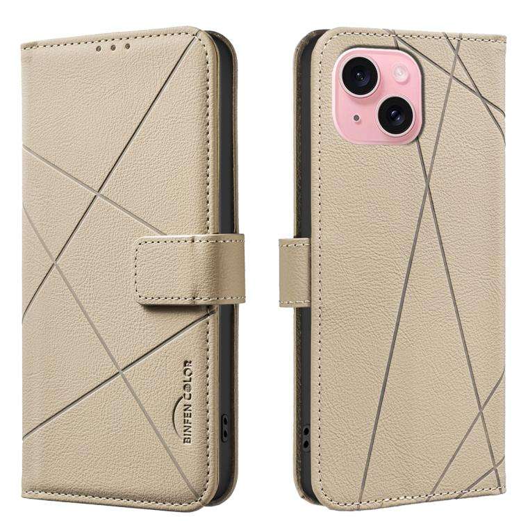 Geometric Pattern RFID Leather Phone Case, For iPhone 16, For iPhone 15 Pro Max, For iPhone 15 Pr...