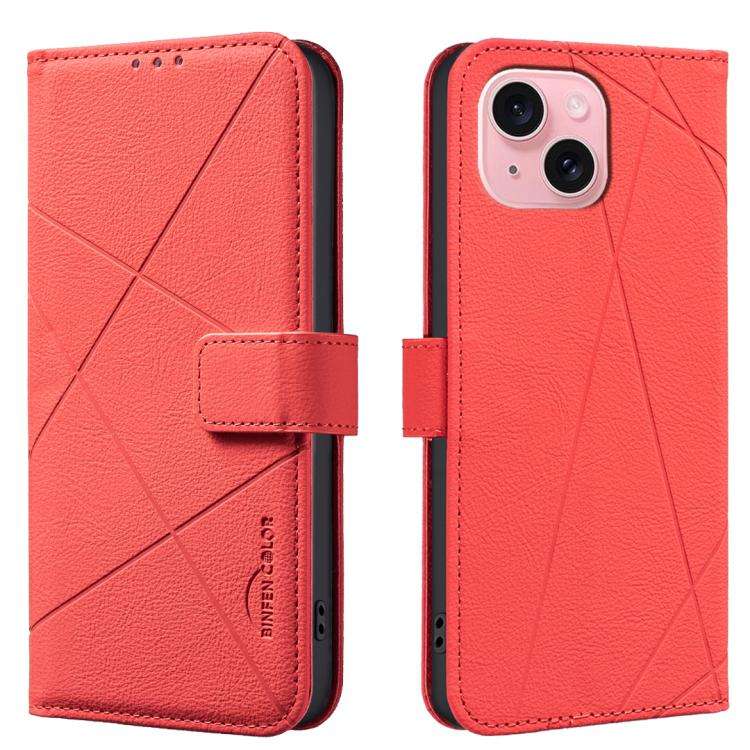 Geometric Pattern RFID Leather Phone Case, For iPhone 16, For iPhone 15 Pro Max, For iPhone 15 Pr...