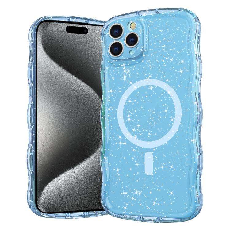 Wave Glitter MagSafe Magnetic TPU Phone Case, For iPhone 15 Pro Max, For iPhone 15 Pro, For iPhon...