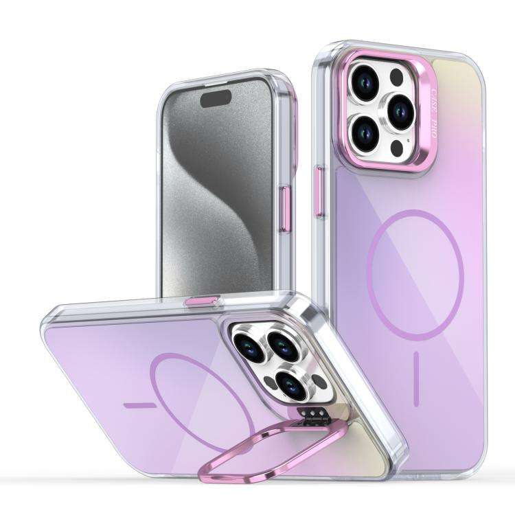 Gradient Discolor Lens Kickstand Magsafe Phone Case, For iPhone 13 Pro, For iPhone 12 / 12 Pro, F...