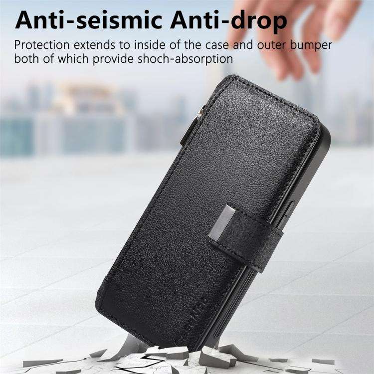 CaseNeo MagSafe RFID Anti-theft Zipper Wallet Retro Leather Phone Case, For iPhone 16, For iPhone...
