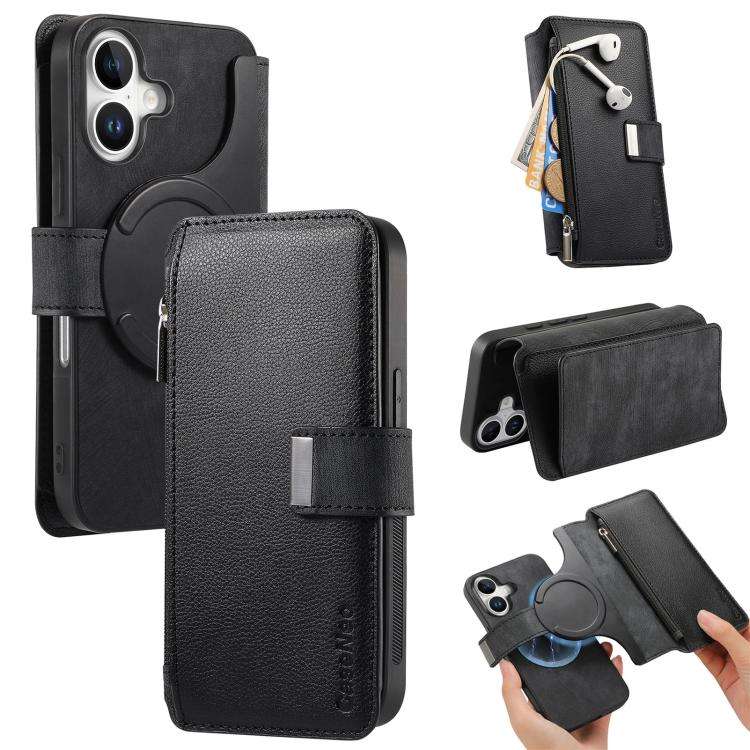 CaseNeo MagSafe RFID Anti-theft Zipper Wallet Retro Leather Phone Case, For iPhone 16, For iPhone...
