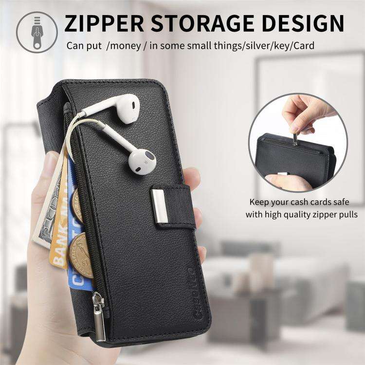 CaseNeo MagSafe RFID Anti-theft Zipper Wallet Retro Leather Phone Case, For iPhone 16, For iPhone...