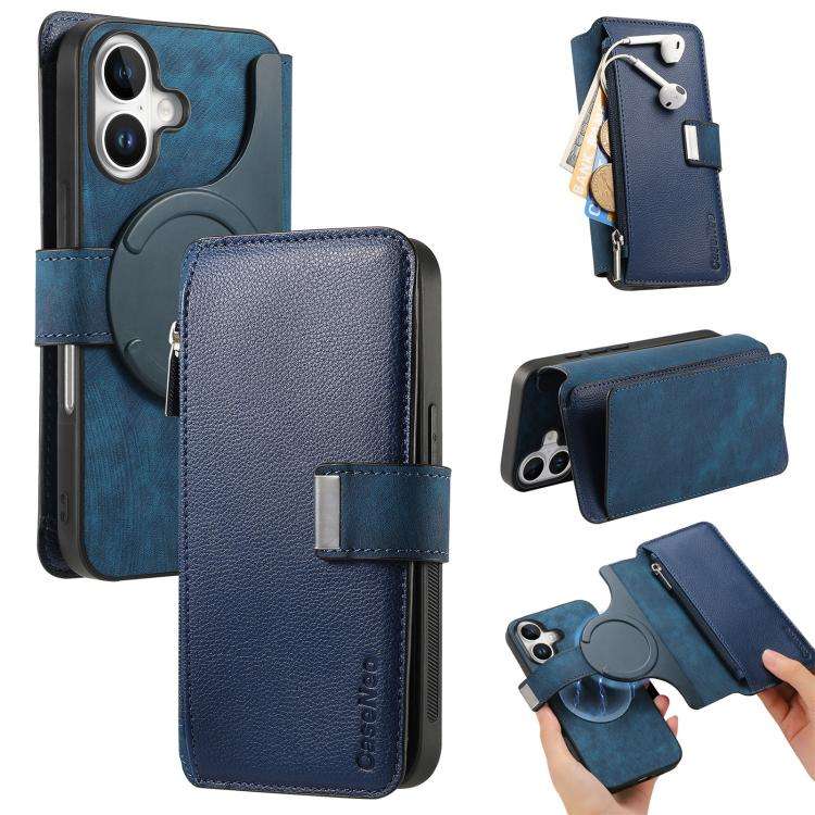 CaseNeo MagSafe RFID Anti-theft Zipper Wallet Retro Leather Phone Case, For iPhone 16, For iPhone...