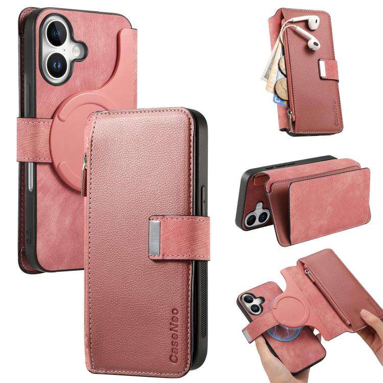 CaseNeo MagSafe RFID Anti-theft Zipper Wallet Retro Leather Phone Case, For iPhone 16, For iPhone...